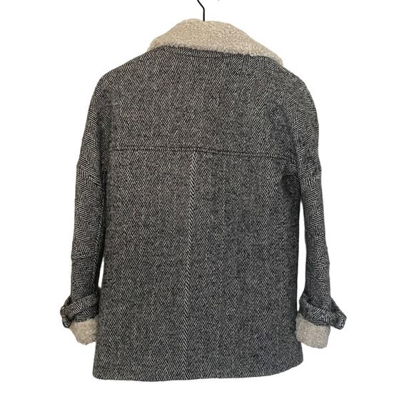 J. Crew Oversized Herringbone Sherpa Moto Jacket Size XXS - Picture 4 of 7
